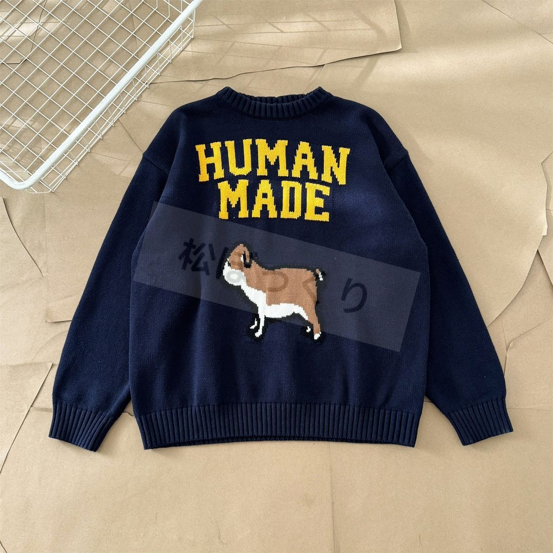 HUMAN MADE COTTON KNIT SWEATSHIRT ネイビー