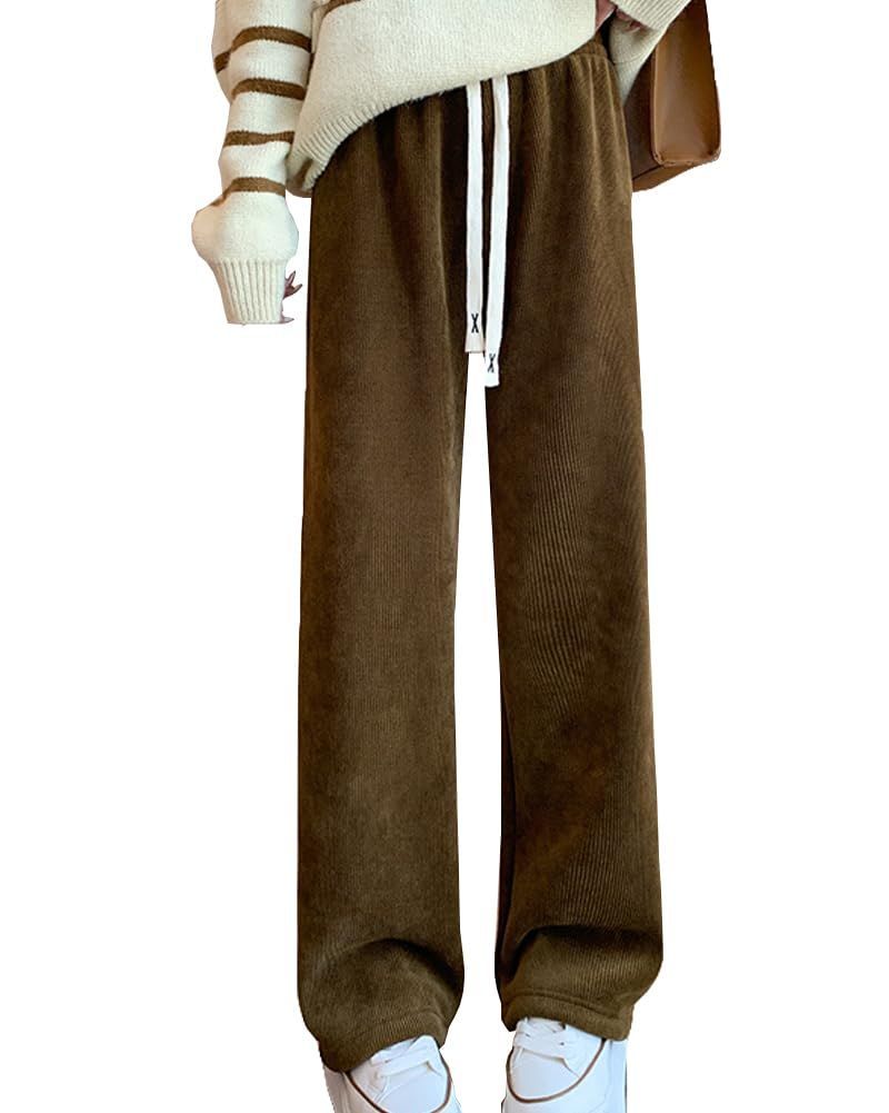 コーデュロイ レディース パンツ 裏起毛 リブ ウエストゴム ロングパンツ 秋冬 カジュアル [ASARANS] 楽ちん 無地