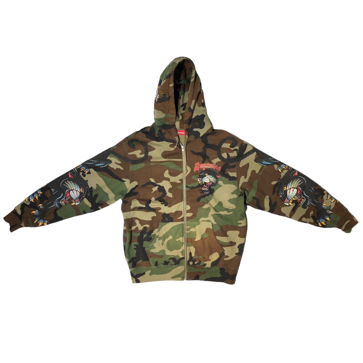 SUPREME(シュプリーム) 21SS Panther Zip Up Hooded Sweatshirt パンサー ジップ アップ パーカー M  カーキ カモフラ フーディ スウェットシャツ