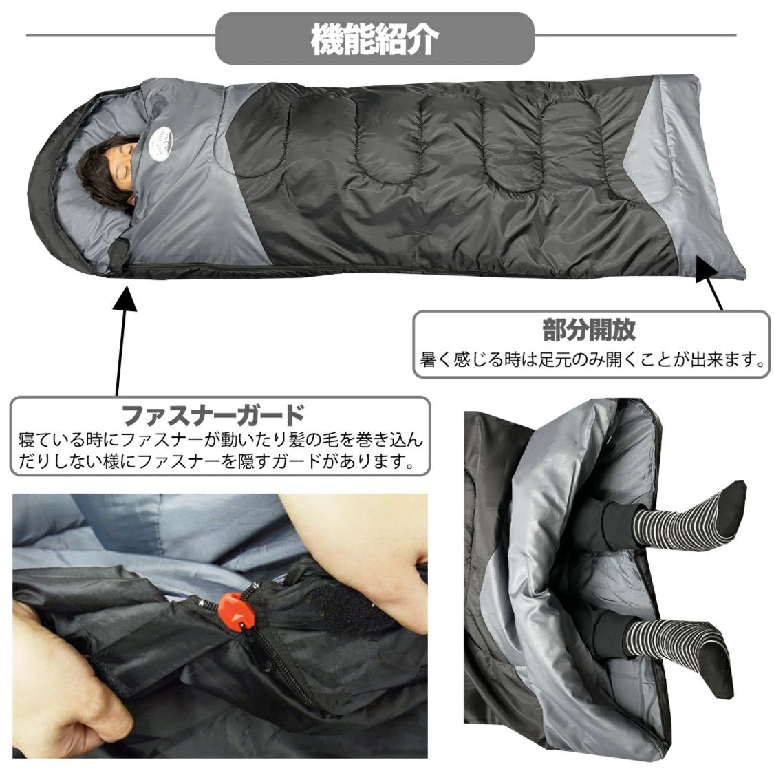 新品 寝袋-10℃封筒190Tアウトドア用品 ネイビー2個セット - 寝袋