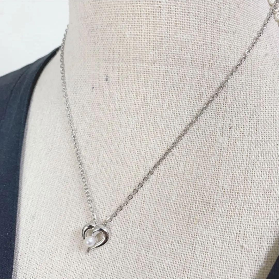 TASAKI タサキ シルバー ハート ネックレス 本真珠 1粒パール
