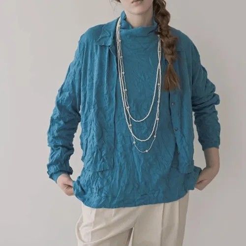 シワ加工 ブルー