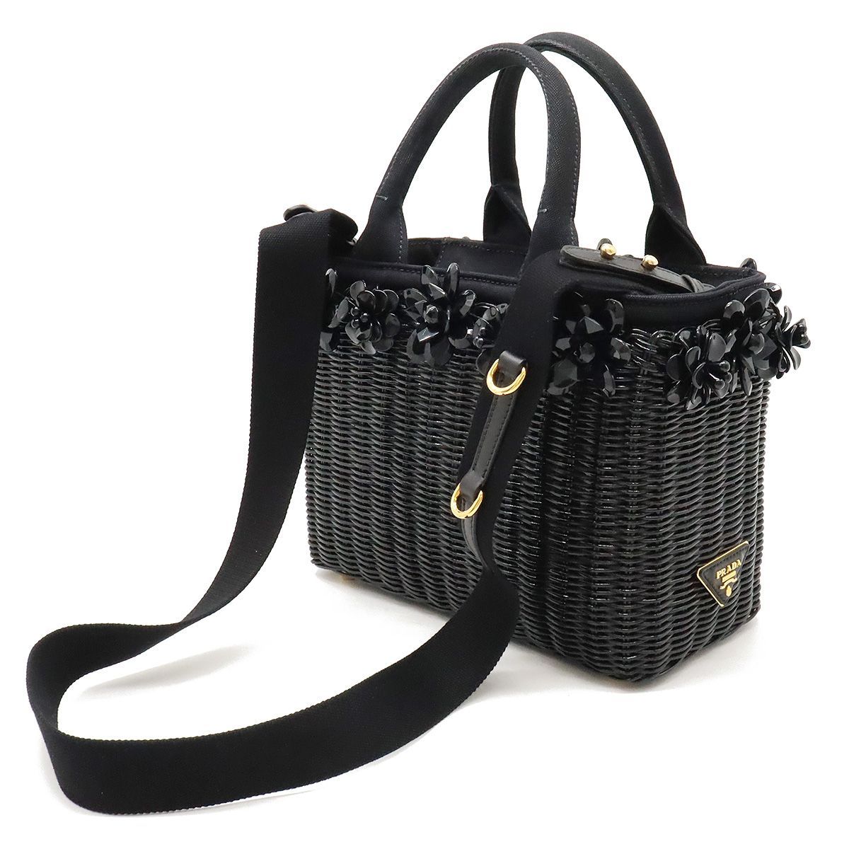 PRADA プラダ ウィッカー フラワーモチーフ かごバッグ カゴ
