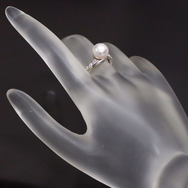 Pt900 アコヤ真珠 ダイヤモンド リン 径約8.2mm 0.35ct - メルカリ