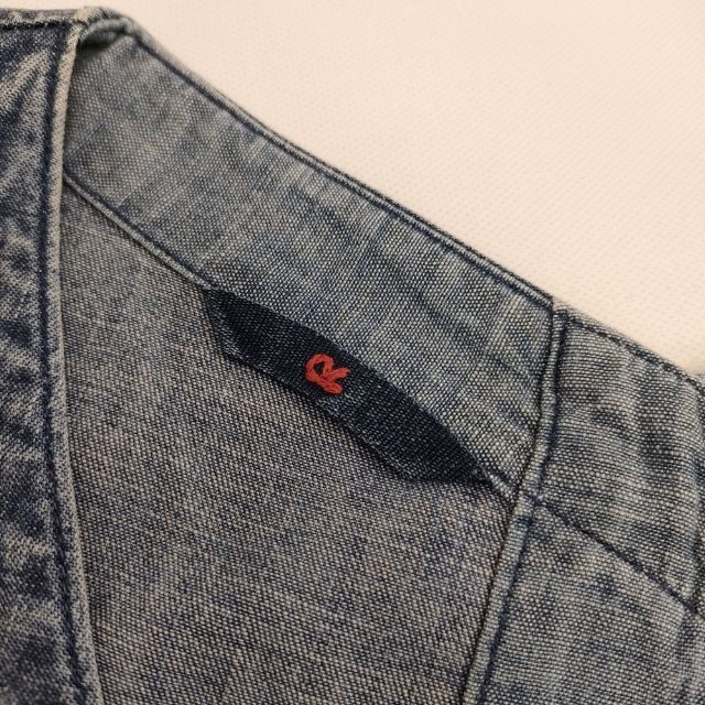 45R/45rpm 刺繍 インディゴ コットン ワンピース ライトブルー