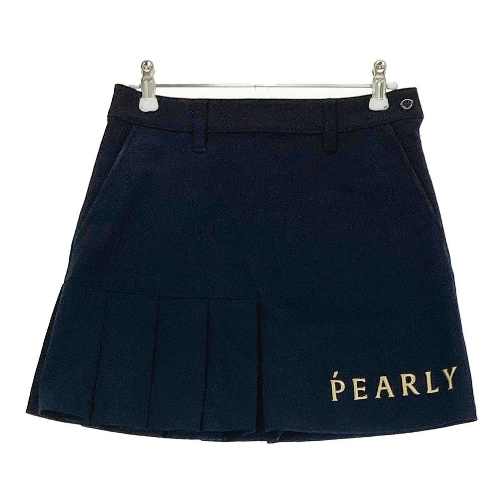 パーリーゲイツ プリーツスカート　ネイビー　ロゴ サイズ：00 PEARLY GATES パーリーゲイツ ロゴ刺繍 プリーツ切替