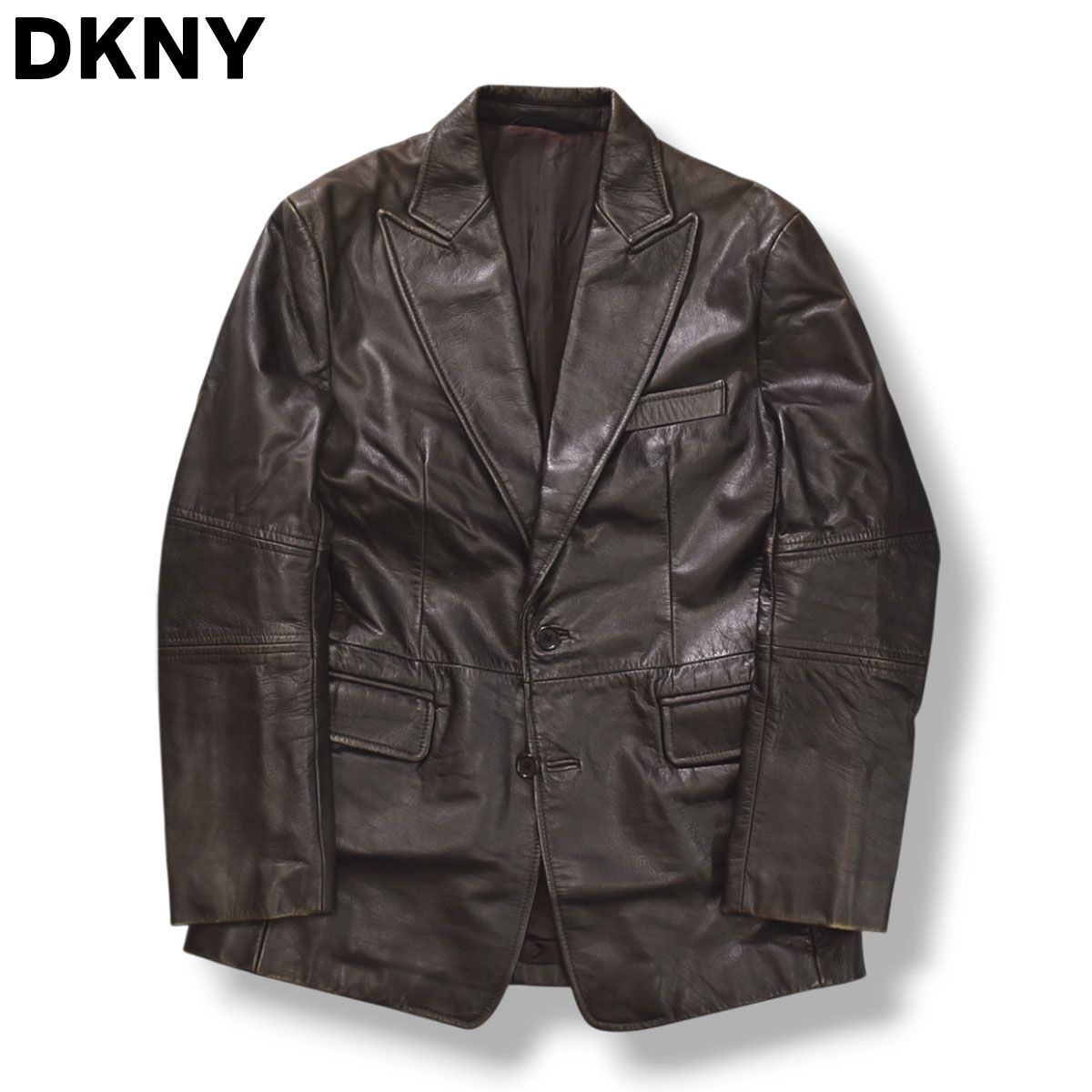 90s DKNY 羊革レザージャケットL ビンテージ ライダース 古着 本革