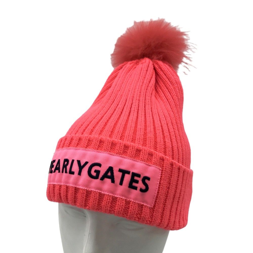 PEARLY GATES パーリーゲイツ  ファー ボンボン付き ニット帽  ピンク系 FR [240101210870] ゴルフウェア ストスト