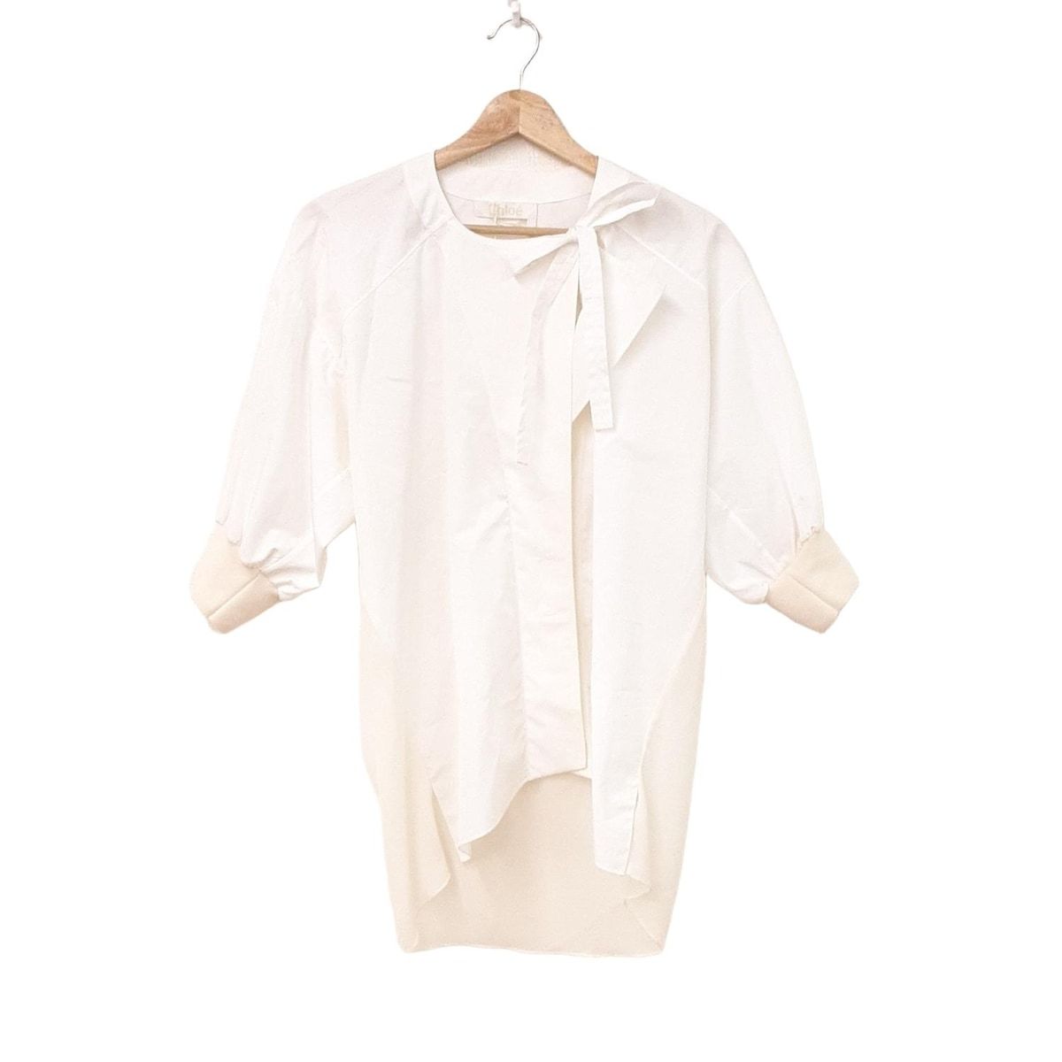 Chloe クロエ 七分袖カットソー サイズ34 S レディース - 白×ベージュ