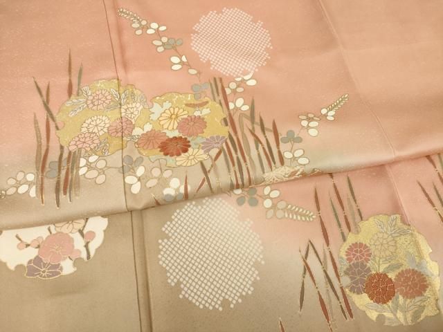 平和屋着物●訪問着　作家物　駒刺繍　雪輪花文　金彩　正絹　逸品　未使用　AABB2031ck 平和屋着物○訪問着 作家物 駒刺繍 雪輪花文 金彩 正絹 逸品