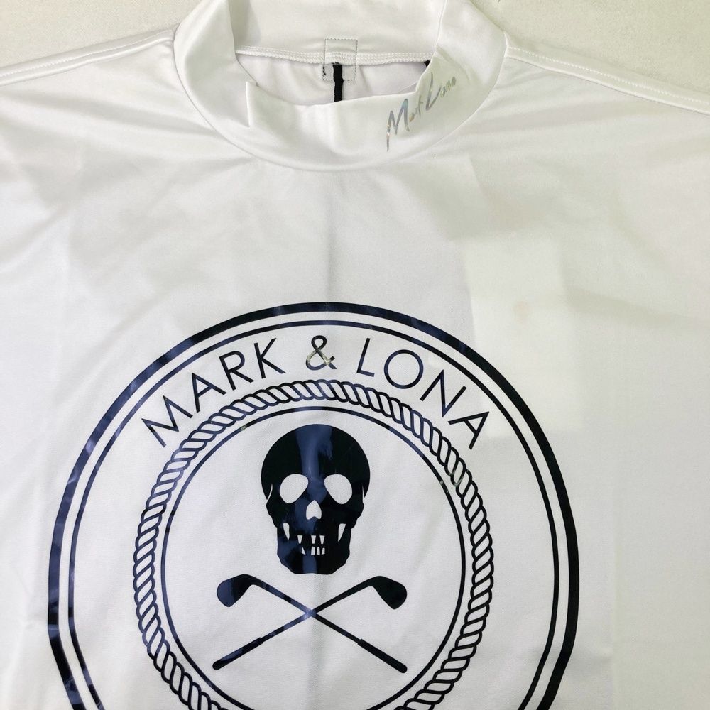 MARK & LONA ハイネックポロシャツ ホワイト MARK&LONA スカルプリント ポロシャツ MARK&LONA マークアンドロナ