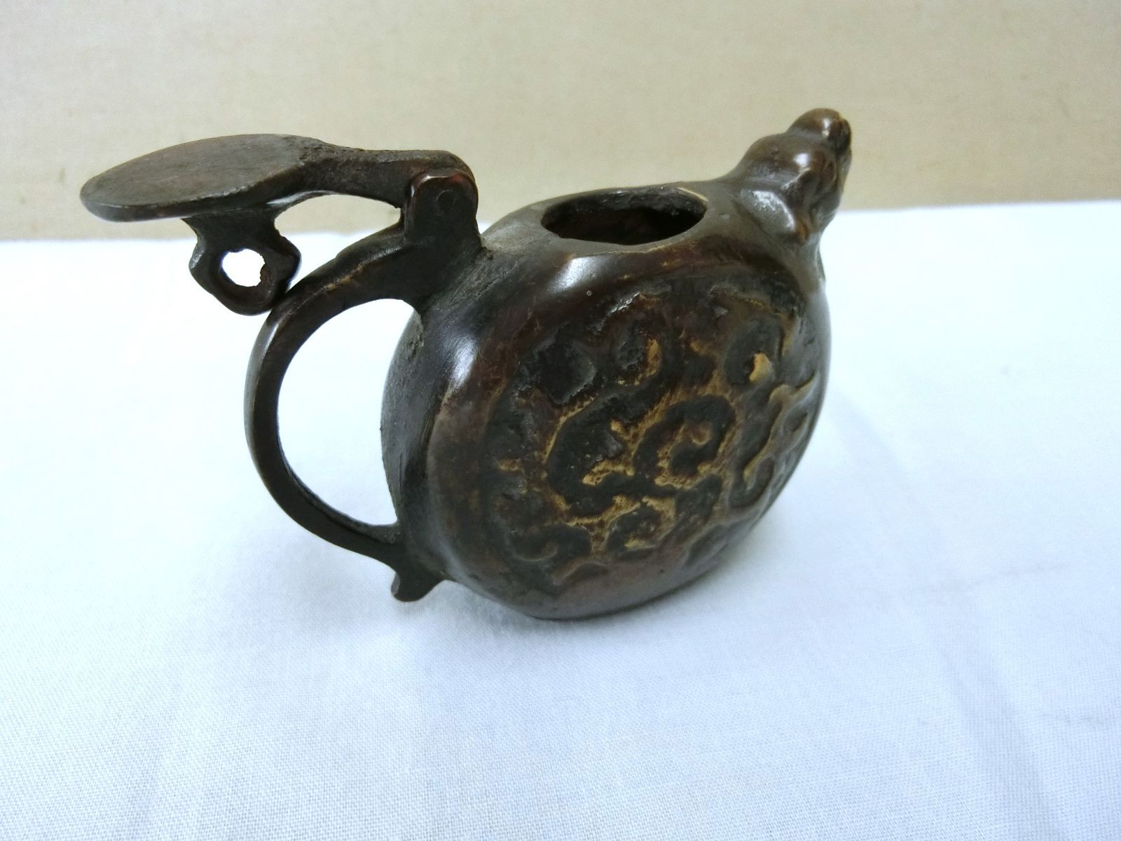 水滴 文房具 習字道具 銅器獣口 】◇インテリア 硯 骨董 古玩