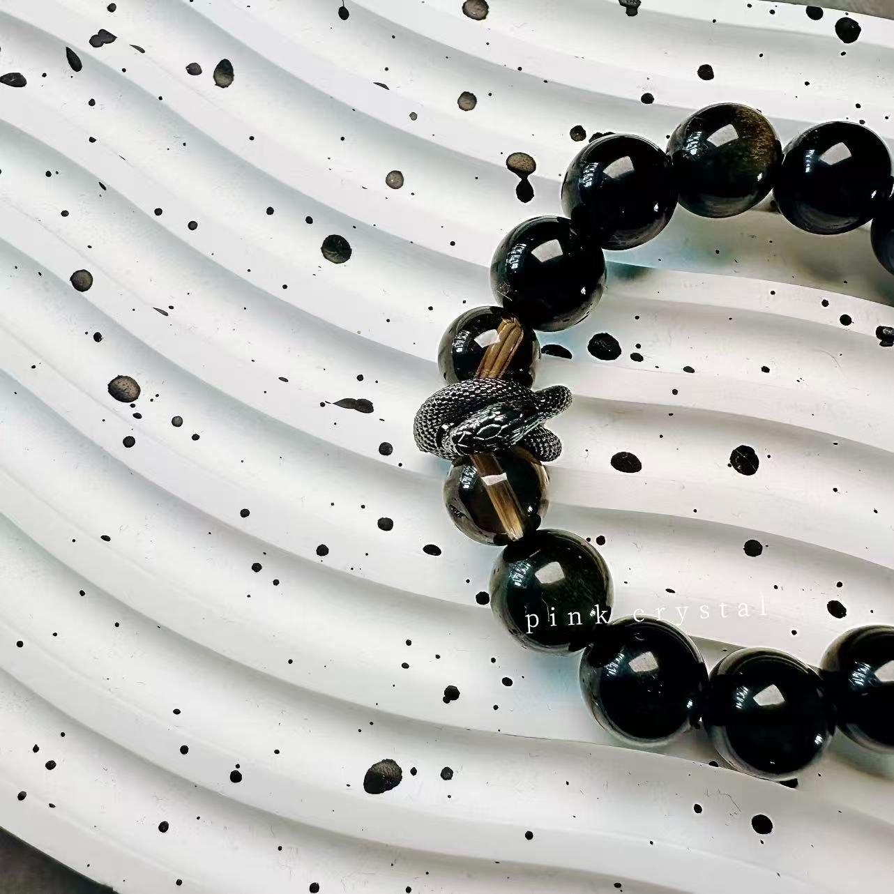 新作【蛇影の誓い】天然黒曜石×翡翠ブレスレット｜守護・浄化・エネルギーバランス 蛇影の誓い 天然黒曜石×翡翠ブレスレット｜守護・浄化