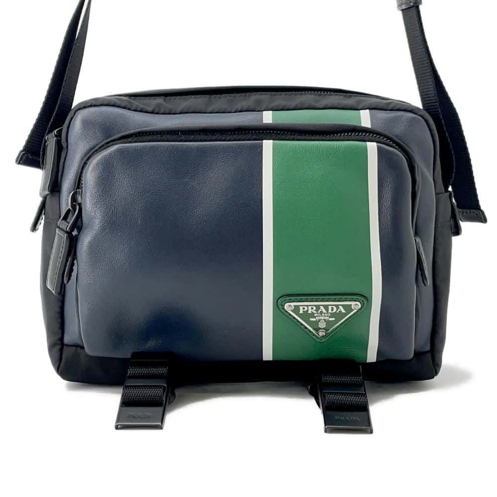 プラダ ショルダーバッグ ロゴ クロスボディーバッグ ナイロン レザー 2VH043 PRADA 黒