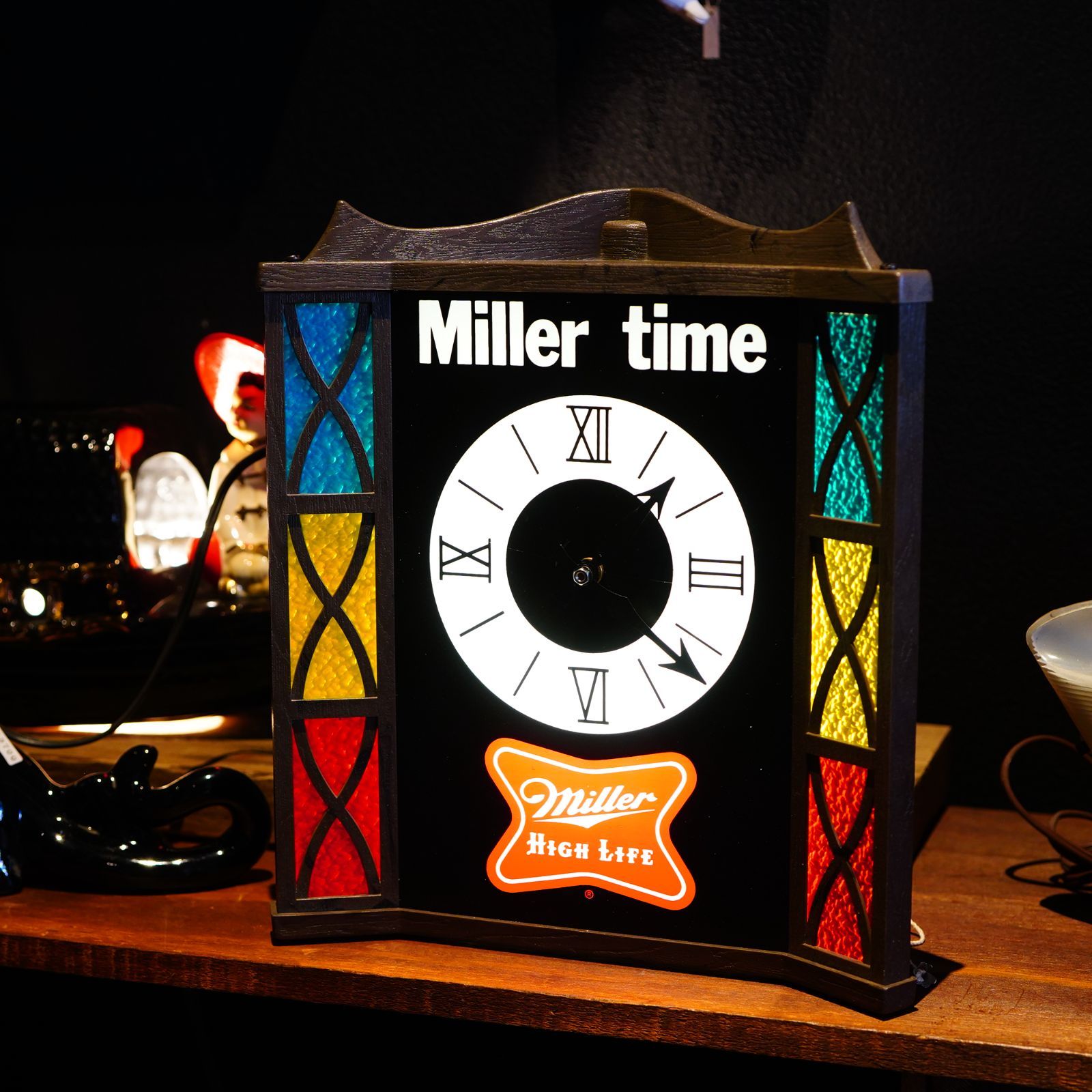 出産祝いなども豊富 High Miller Life アメリカンヴィンテージ クロックライトサイン 看板