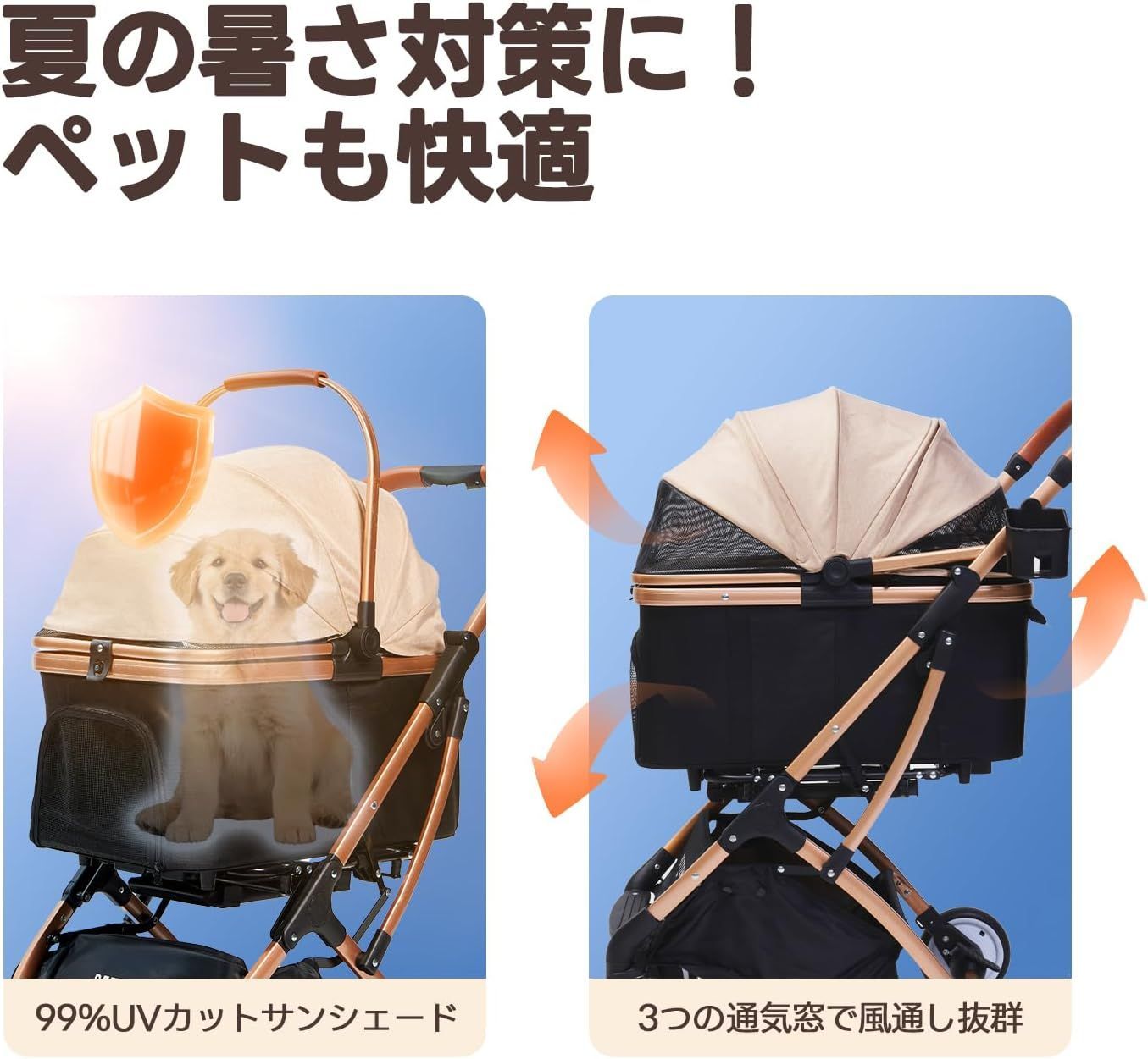 最新自立型】PETTENA 分離型 ペットカート 耐荷重20KG 広い空間 自立