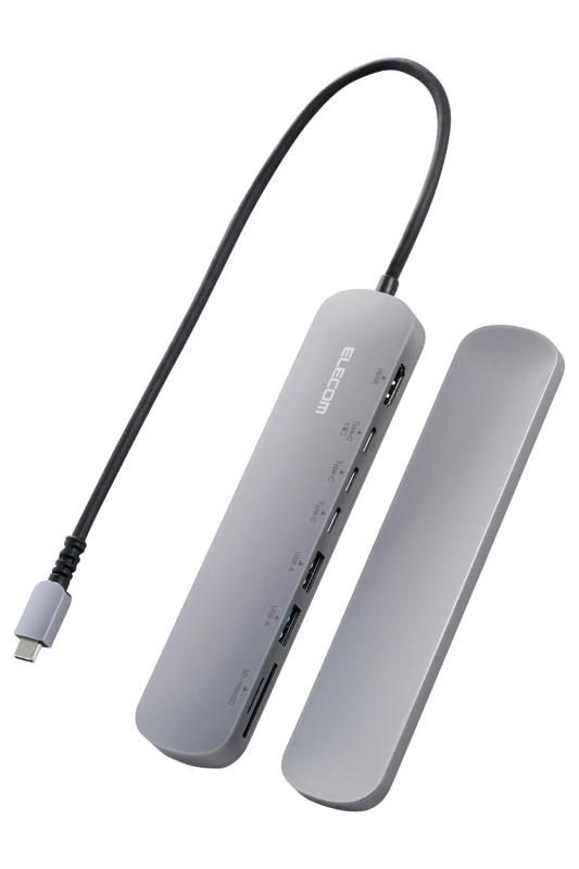 エレコム USB Type-C ハブ ドッキングステーション 8-in-1 固定用スタンド付 PD対応 100W USB3.1 Gen1×2ポート HDMI×1ポート USB-C×3 SD micro
