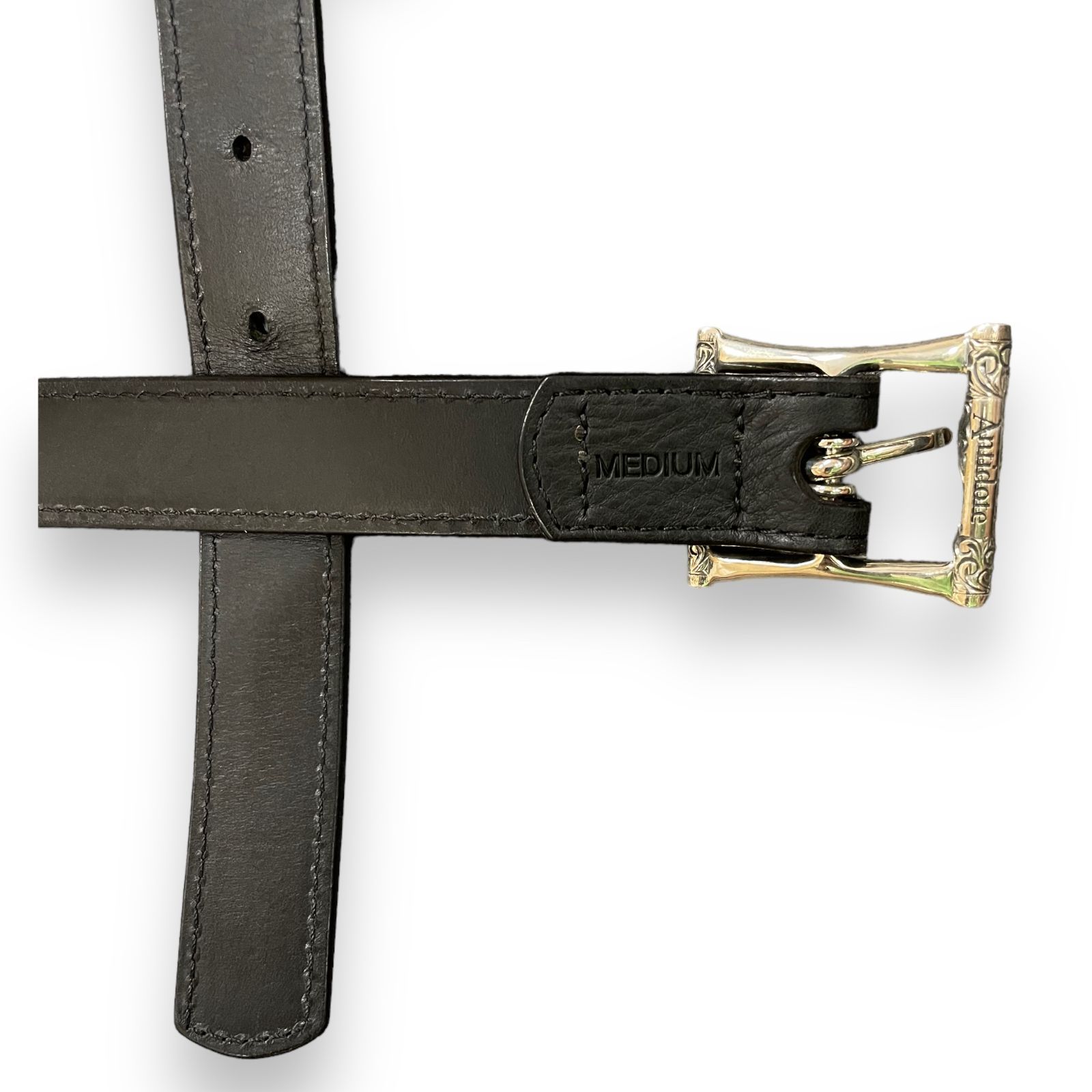 ANTIDOTE BUYERS CLUB/Narrow Harness Leather Belt（Black