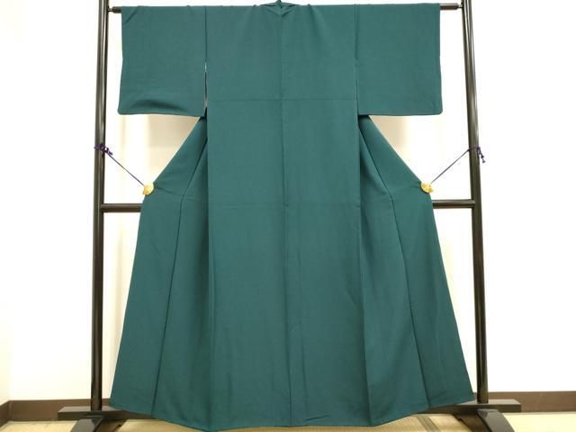 平和屋着物●上質な色無地 千歳緑色 正絹 DAAY2484op