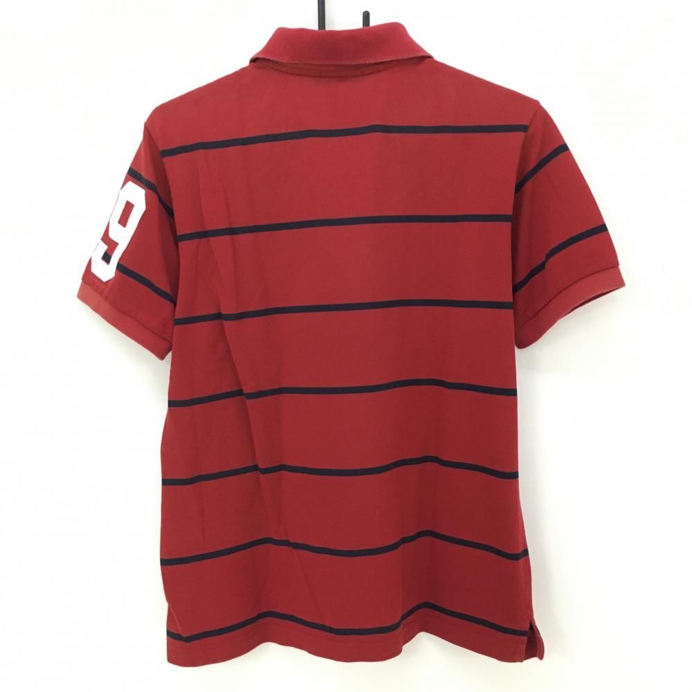 新品 パーリーゲイツ 半袖モックネック ボーダー レッド Mサイズ（4） 新品 パーリーゲイツ 半袖モックネック ボーダー レッド Mサイズ（4