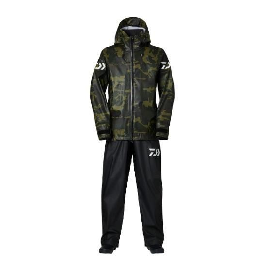 新品Daiwaレインウェア DR-6023 オーシャンレインスーツ グリーンカモ ダイワ DR-6023 PUオーシャンライトレインスーツ グリーンカモ M