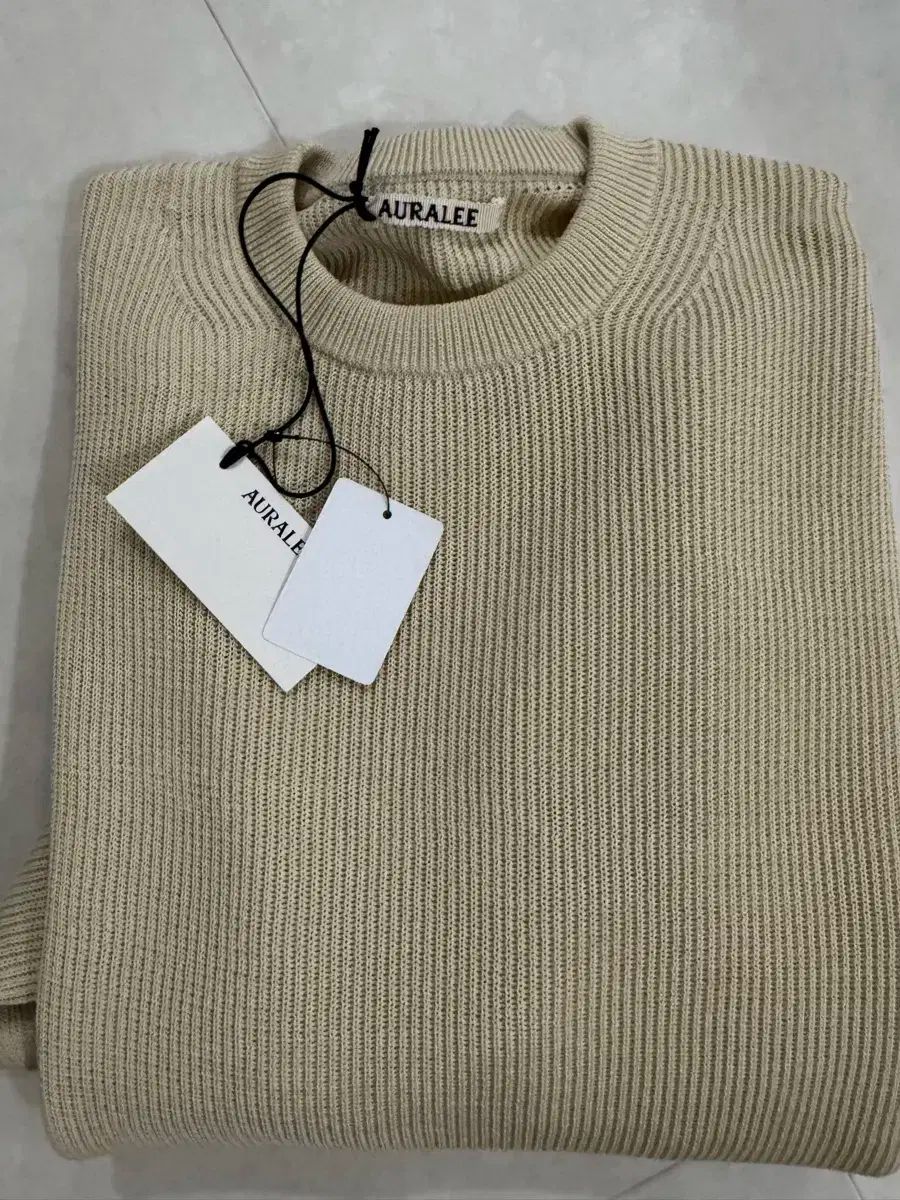 4 AURALEE(オーラリー) 25ss リブ付き ニット セーター アイボリー