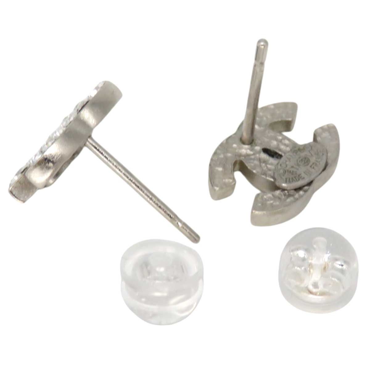 シャネル ココマーク ストラス スタッド ピアス メタル ストラス ユニ  