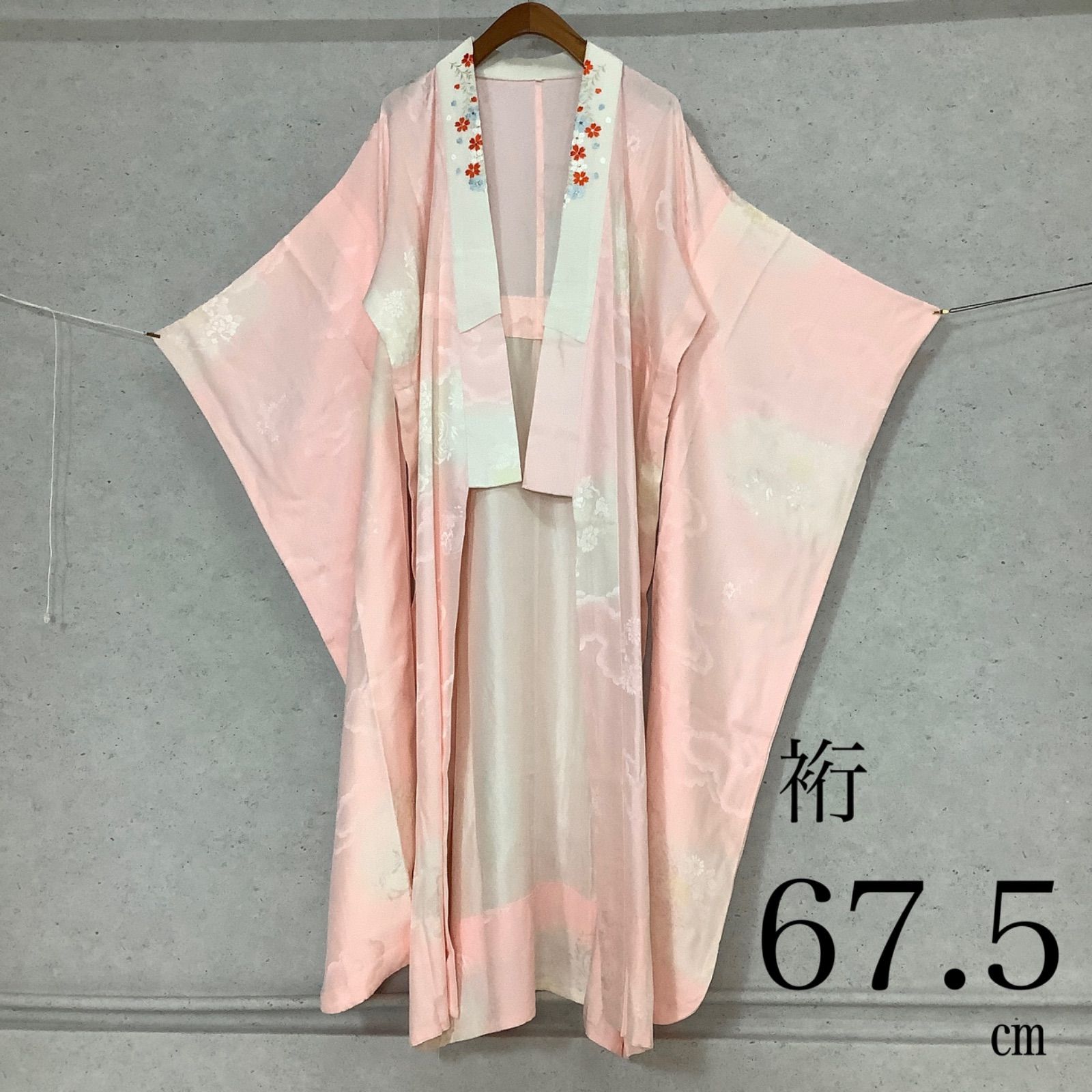 ◇kimono+one◇未使用同然◇振袖長襦袢◇単衣 ◇袖無双◇刺繍半衿付き