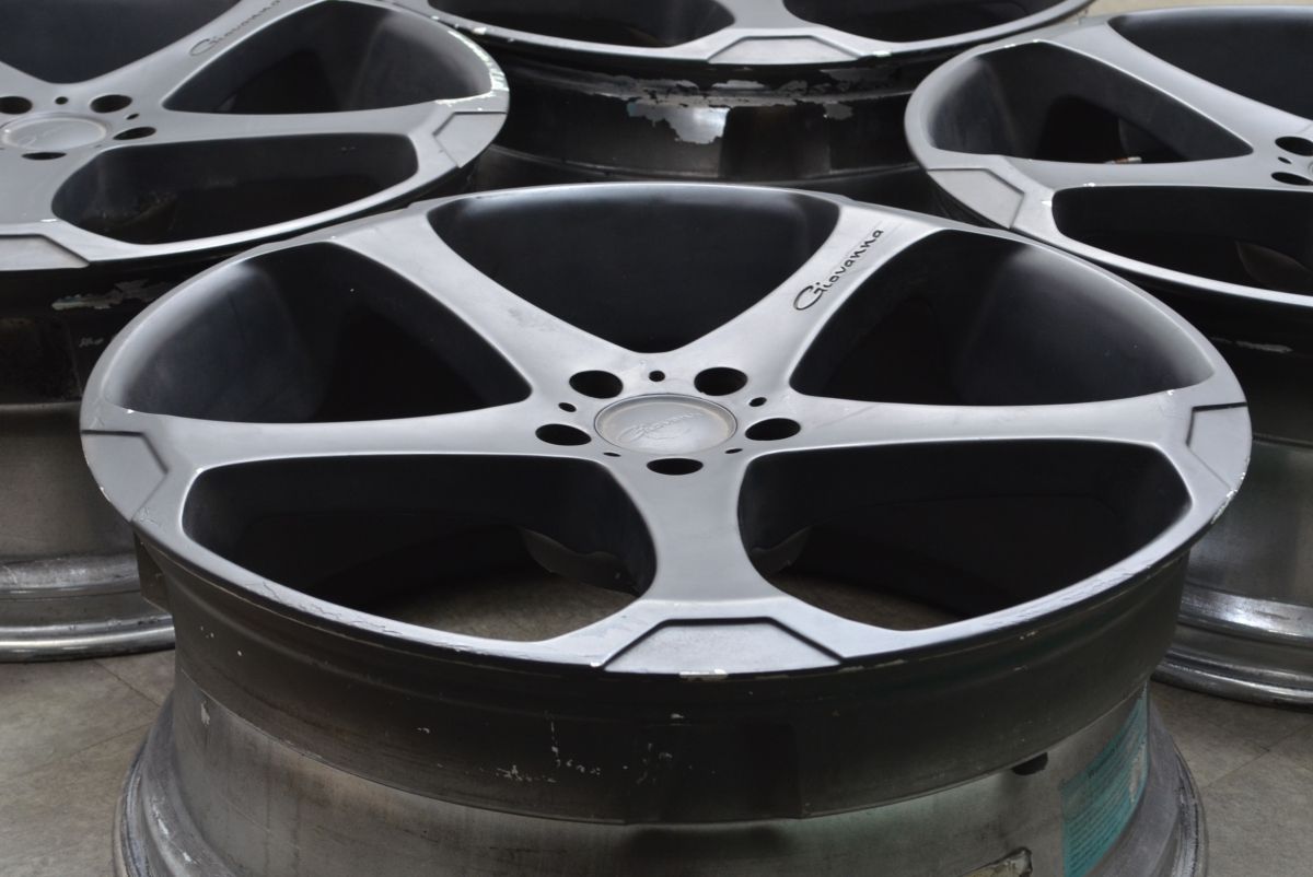 【お中元ギフト】 大口径 ジオバンナ 22in 9J 38 PCD114.3 4本 ブラック カスタムペイント レクサス RX ハリアー アルファード ヴェルファイア ムラーノ 喜ばしい