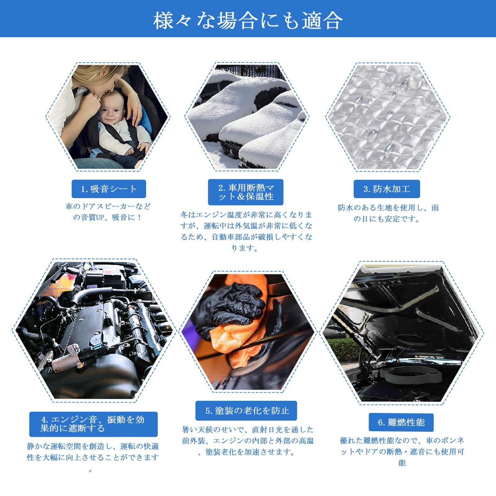 uxcell 断熱マット 車用 熱反射 吸音 防音 遮音防音材料 アルミ箔 シルバートーン 厚さ10mm 200cm*100cm - 新製品 激安