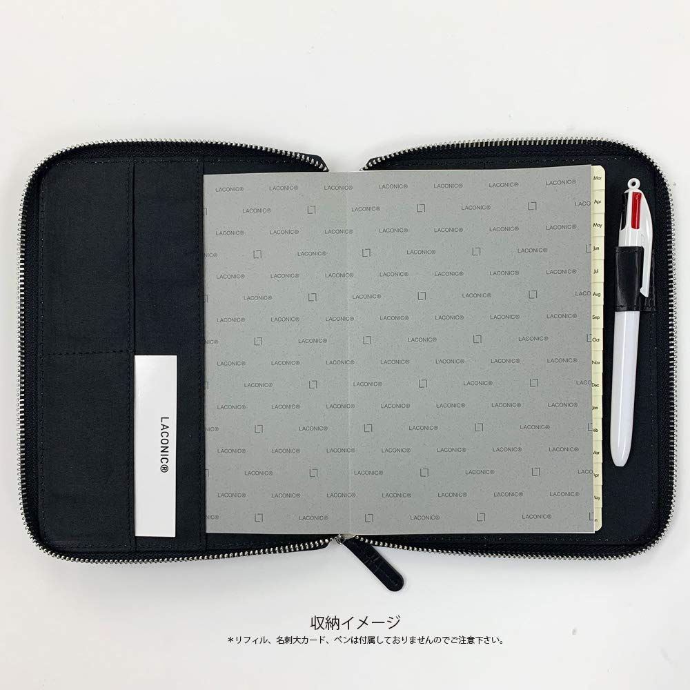 B6 手帳カバー ラウンドファスナー 黒 ラコニック LDC09-270BK