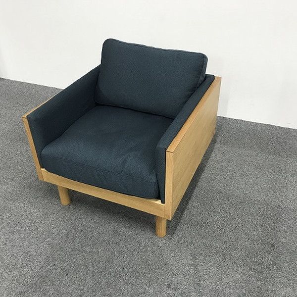 応接用ソファ 1人用 アビタスタイル ファブリックチェア ダークブルー 