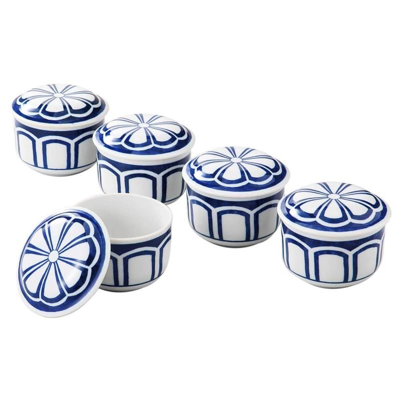 西海陶器 蒸し碗揃 化粧箱入 菊割 50998 ホワイト