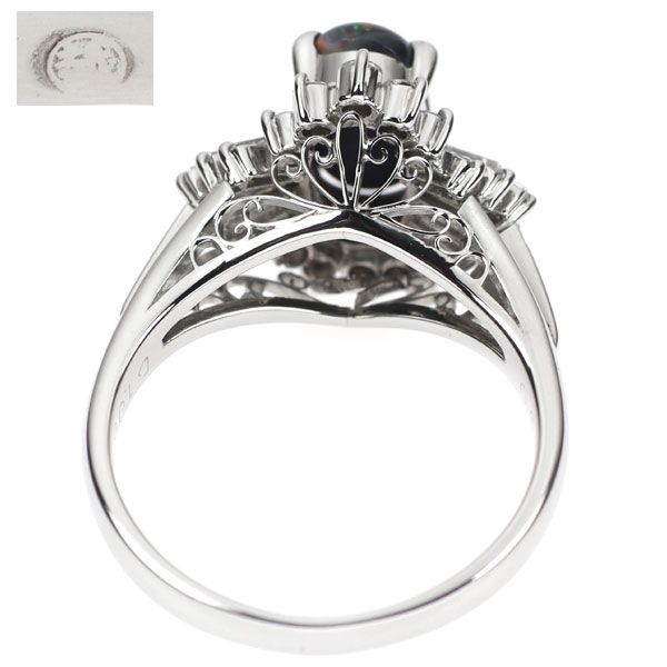 三越 Pt900 ブラック オパール ダイヤモンド リング 1.06ct D0