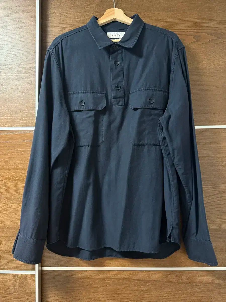 COS COS コス ネイビー ダブル ポケット シャツ XL 105 ー 110