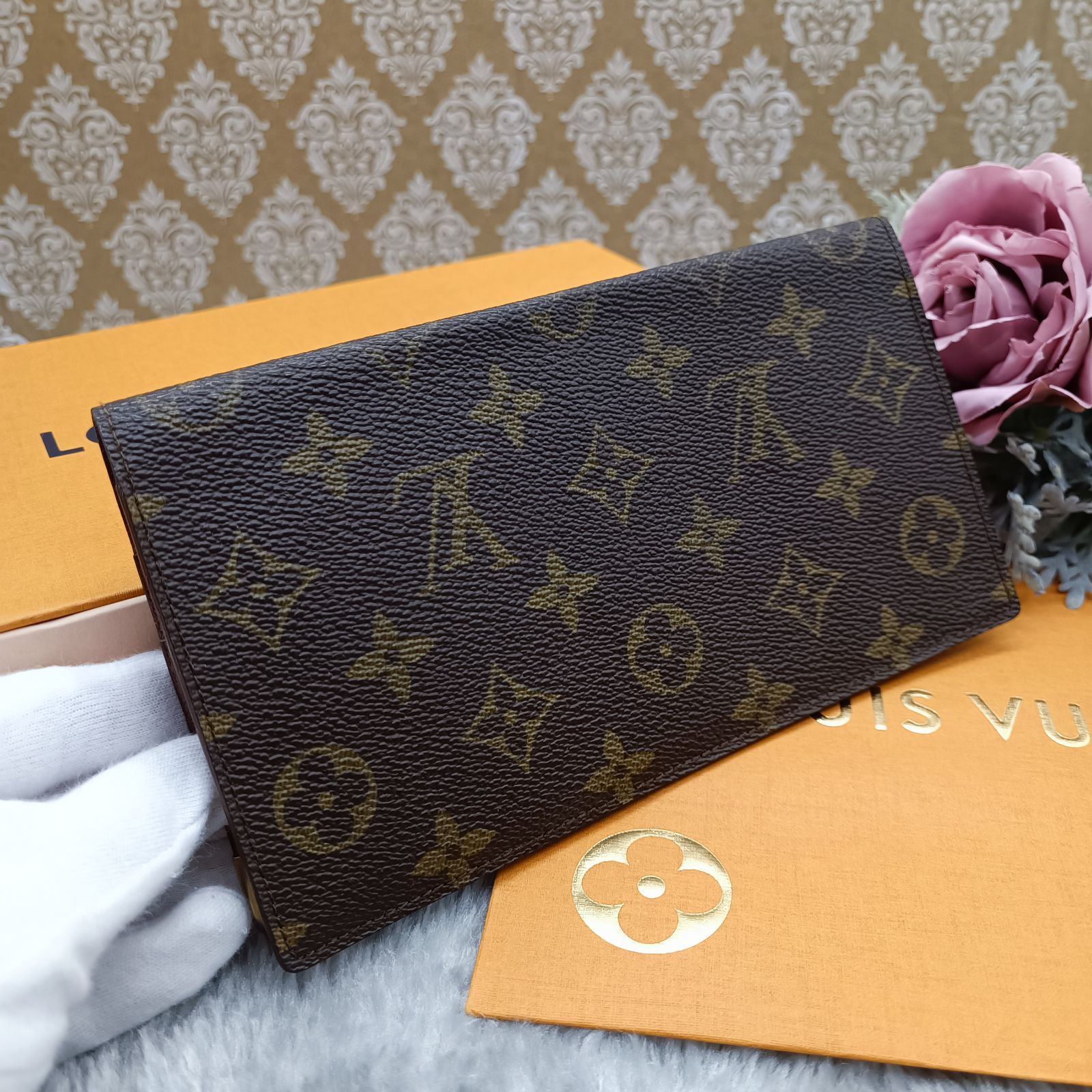 LOUISVUITTON 】 ルイヴィトン モノグラム ポルトシェキエダブル