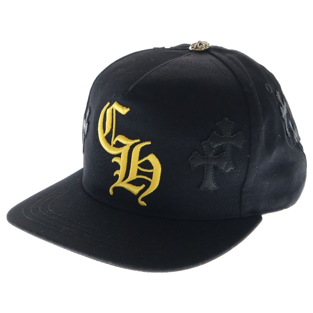 CHROME HEARTS クロムハーツ CH CAP CH刺繍 クロスパッチ ベースボールキャップ ブラック|イエロー レシート付