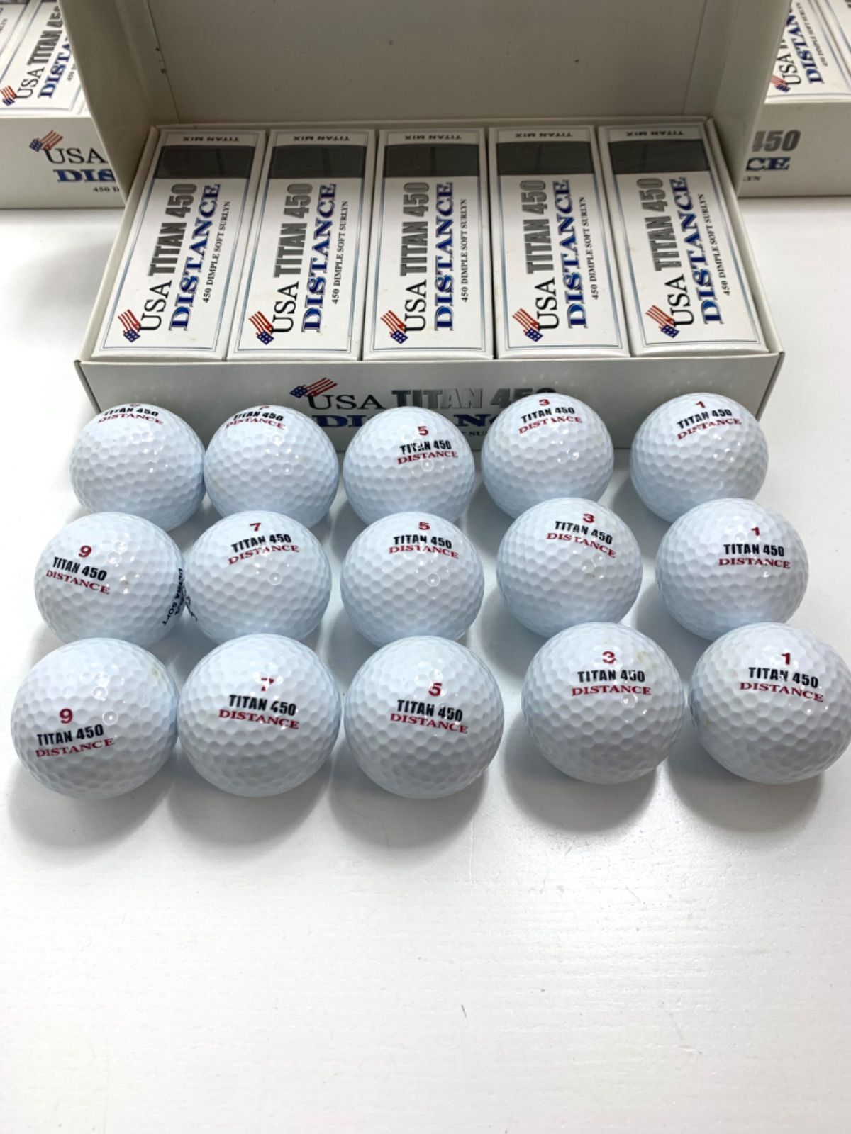 ゴルフボール75 球 チタン450 USA TITAN 450 DISTANCE 15GOLF BALL × 5