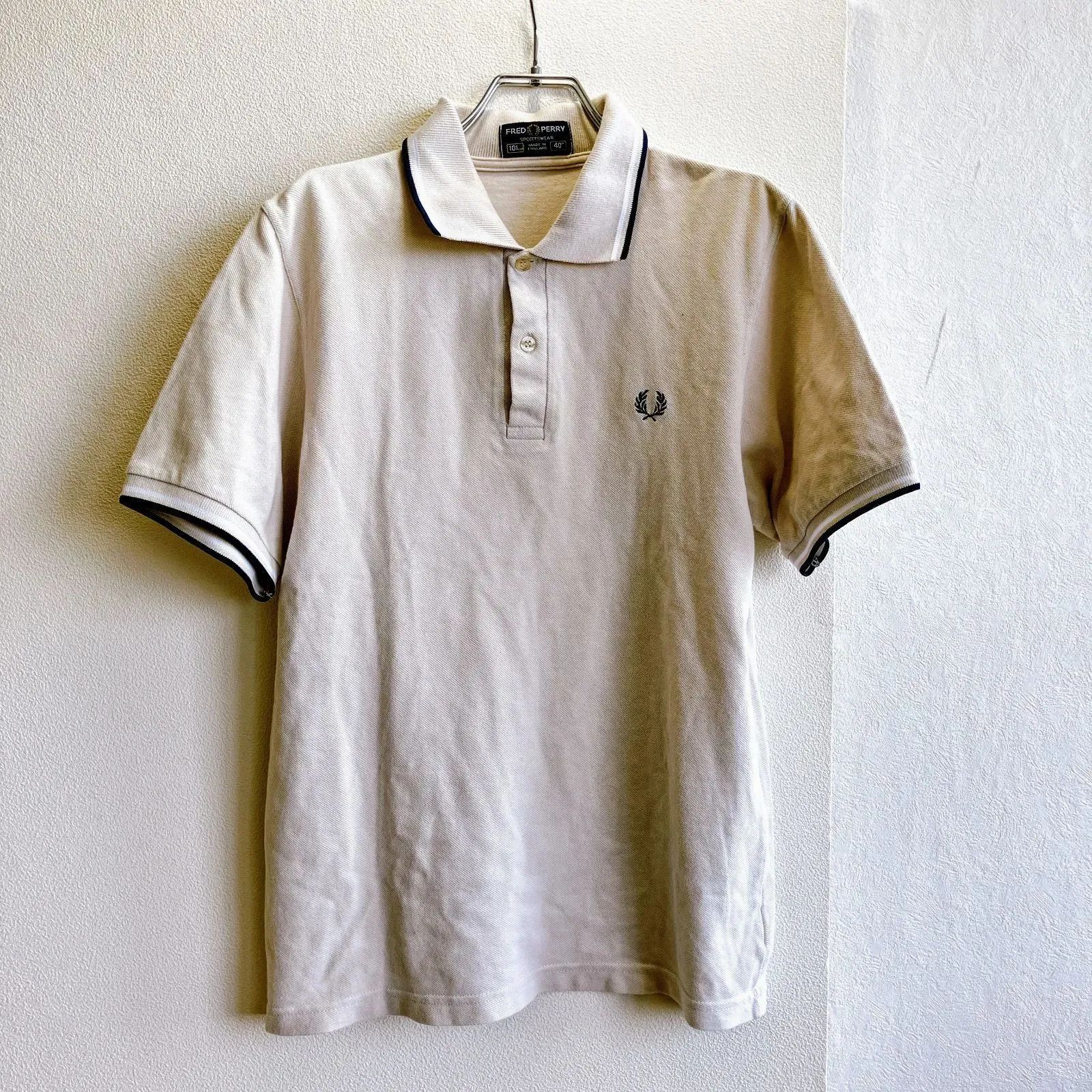 フレットペリー FRED PERRY ポロシャツ ボーダー ロゴ刺繍 刻印ボタン 