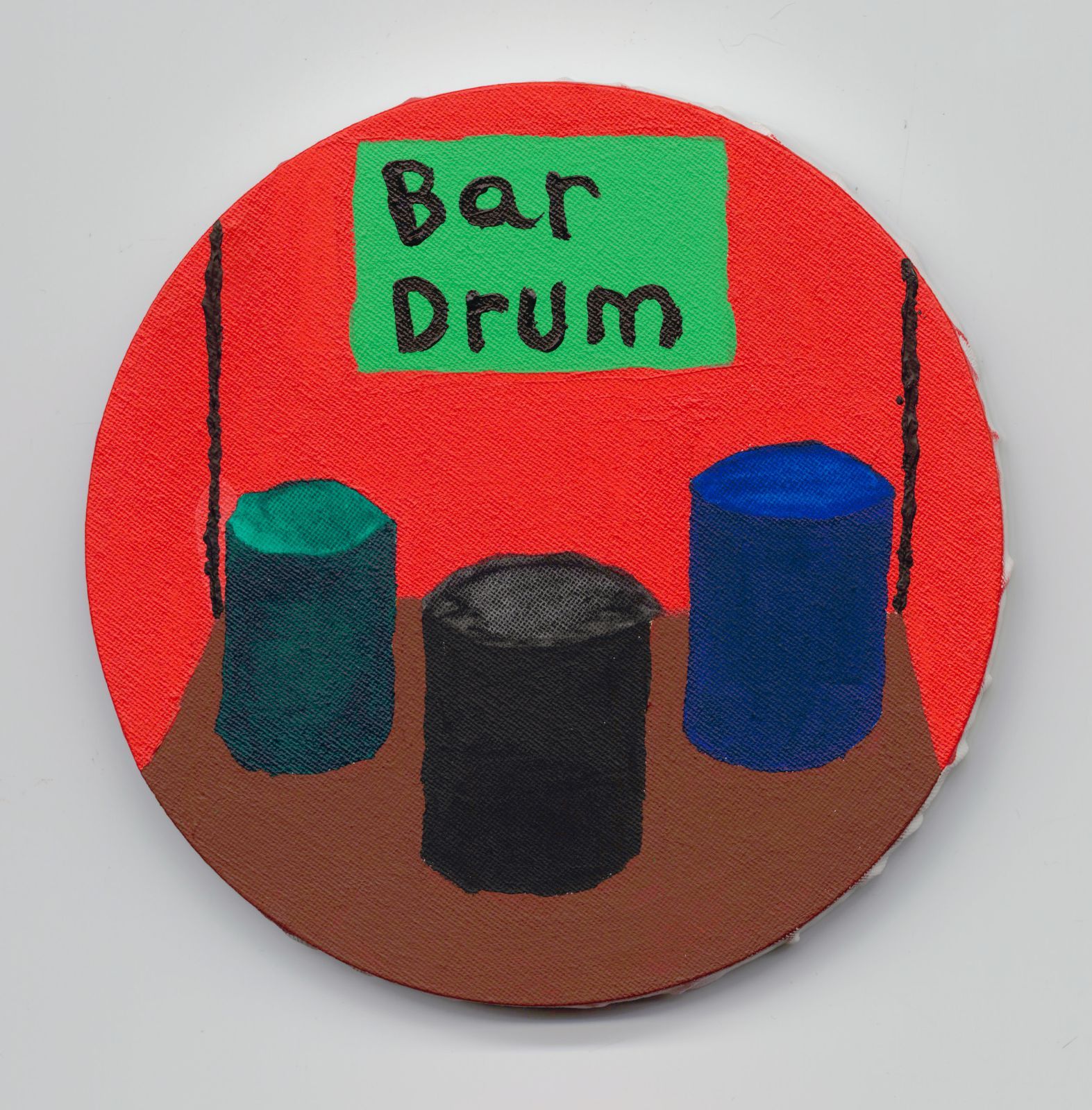 Bar Drum アクリル画 20×20×2 cm 赤 絵 ポップ アクリル画 風景画