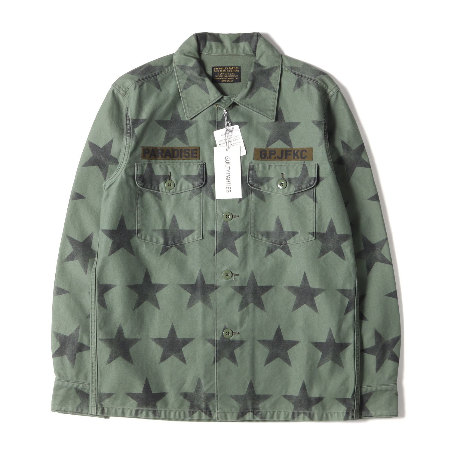 新品 WACKO MARIA ワコマリア シャツ サイズ:M スター柄 星柄 バックサテン ミリタリー シャツ 長袖 STAR ARMY SHIRT  カーキ トップス カットソー カジュアルシャツ ストリート ブランド - メルカリ