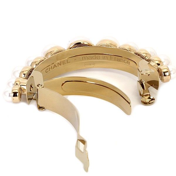 美品 シャネル CHANEL ココマーク パールバレッタ ゴールド I22S