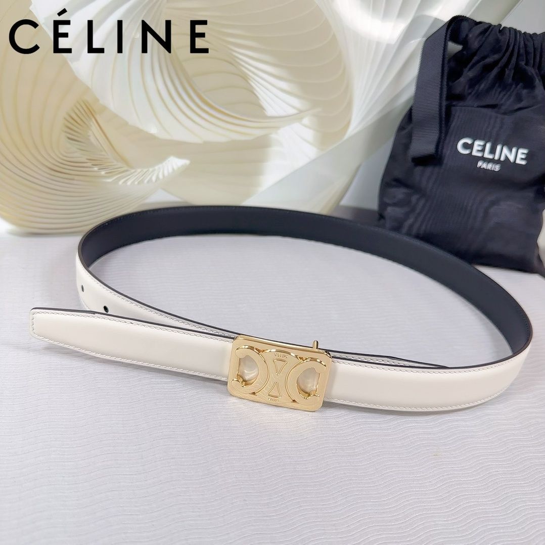 トレンド♪】 CELINE トリオンフ リバーシブルベルト ベルトバックル & レザーベルト（キット） 25mm ホワイト & ブラック  293425-4 - メルカリ