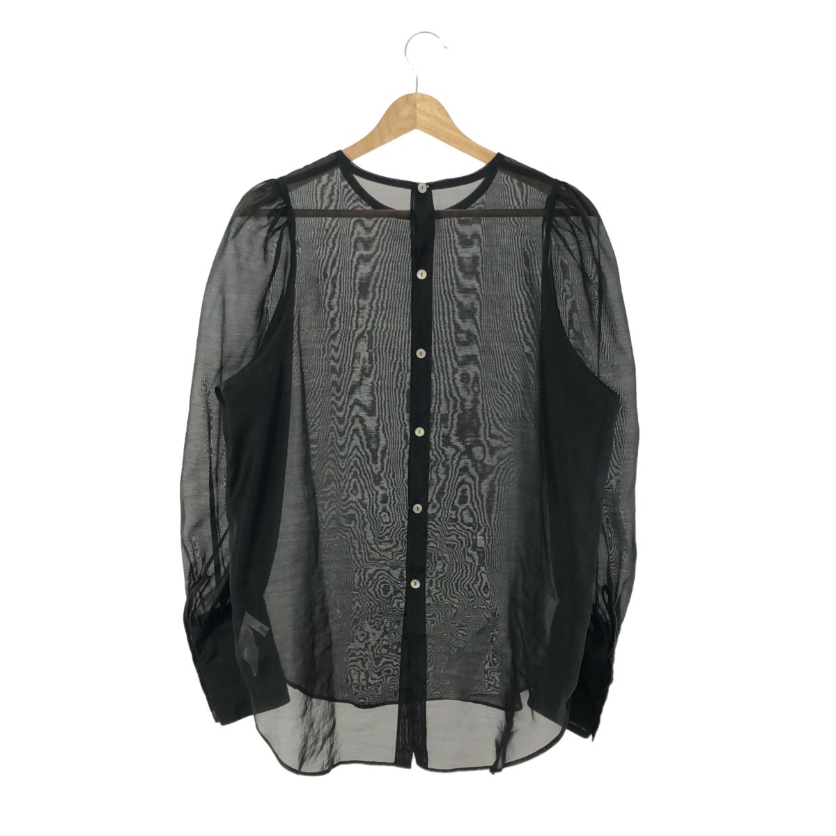 Whim Gazette - Whim Gazette ウィム ガゼット サイズF 22SS オーガンジーパフブラウス トップス 長袖シャツ WGZ1021204A0008 ブラック Whim Gazette ウィム ガゼット サイズF 22SS オーガンジーパフ