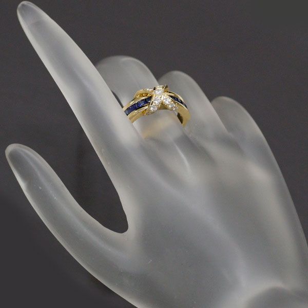 レア　希少　ティファニー　K18 YG　ダイヤ　サファイア　リング　ヴィンテージ TIFFANY ティファニー K18 YG ダイヤモンド サファイア リング