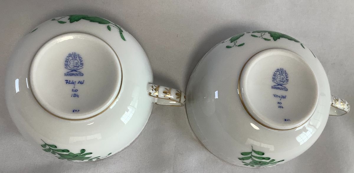 ヘレンド アポニーグリーン カップ、ソーサー、デザートプレート 6点