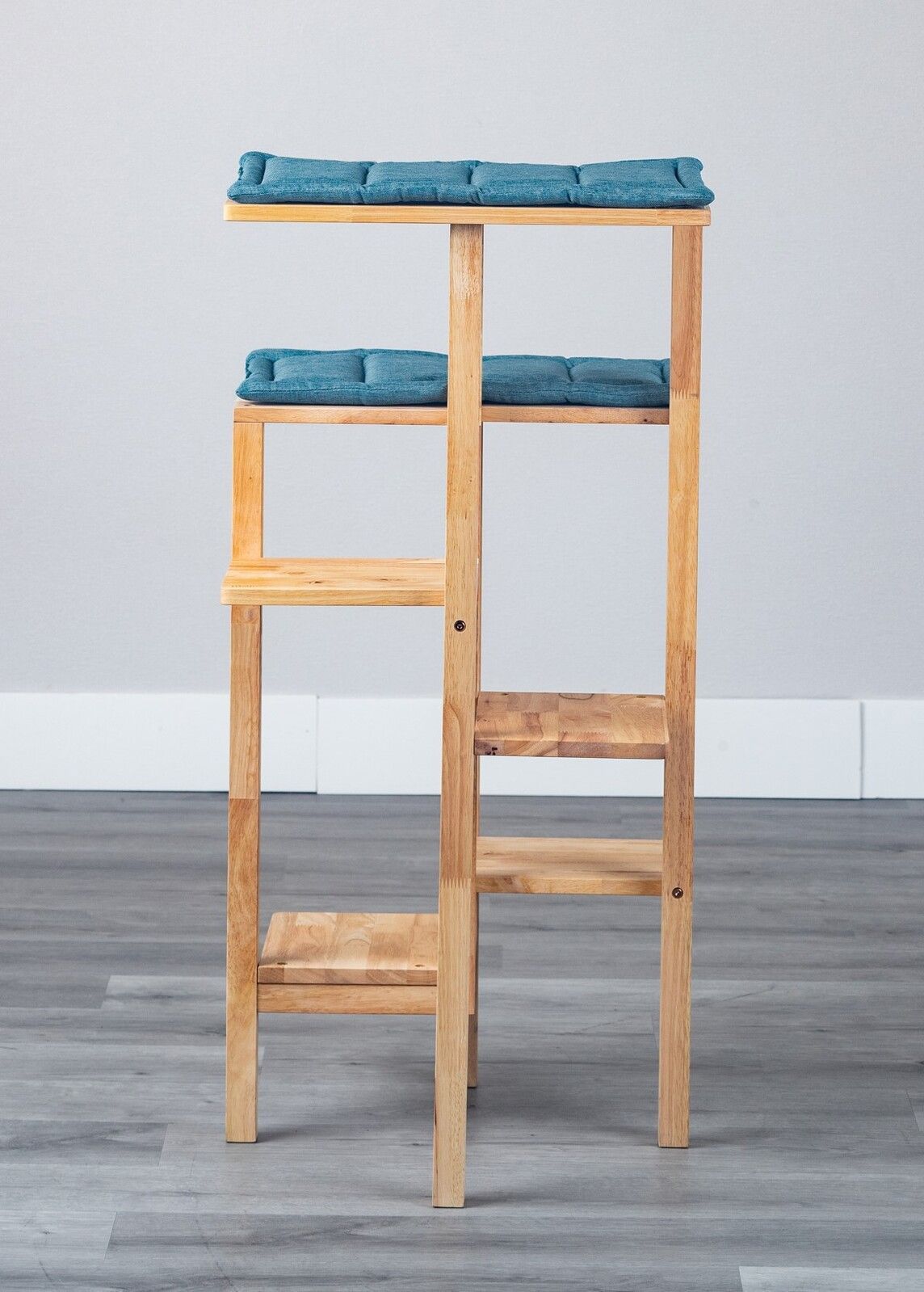 キャットタワー 木製 猫タワー スリム キャットウォーク 据え置き おしゃれ 省スペース クッション付き 棚