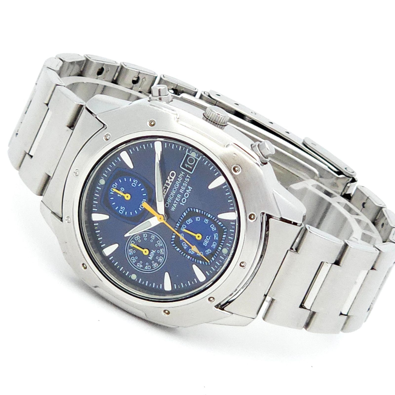 SEIKO/セイコー クロノグラフ ◇ V657-9060 ブルー文字盤/100m メンズ 