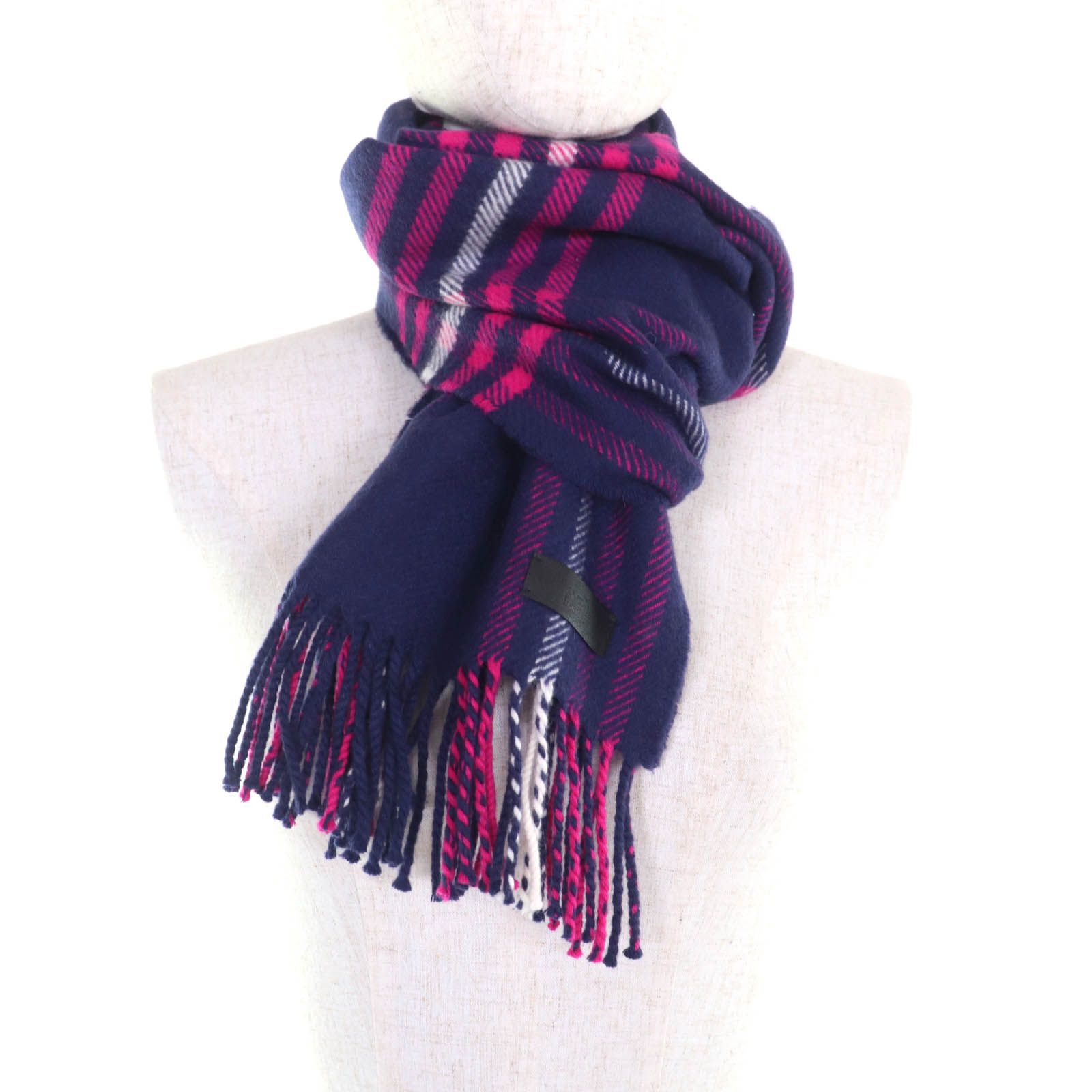 極美品☆HERMES エルメス カシミヤ100％ チェック柄 レザー