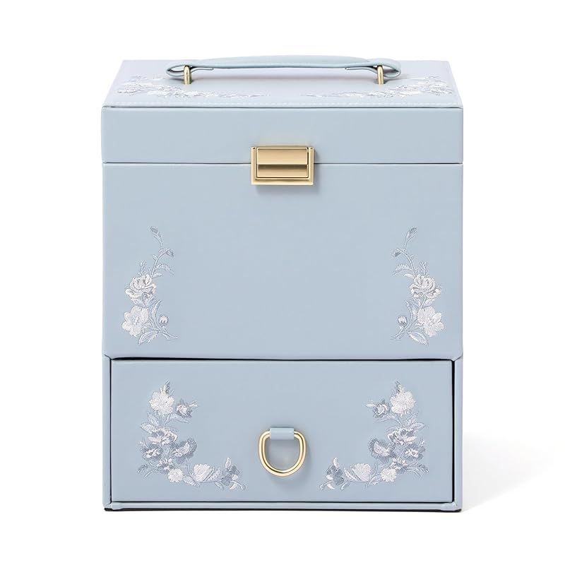 Francfranc フランフラン エンブロイダリーフラワー コスメボックス ブルー 1